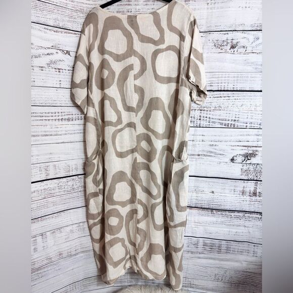 Klasiks Dress Womens Sz Medium Italian Linen Oversized Overlay Brown Lagenlook - Picture 4 of 11